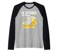 American Flag USA Childhood Cancer Gold Ribbon Awareness Raglan Baseball Tee