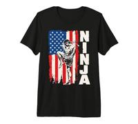 American Flag USA Muay Thai Fighter Kickboxing Ninja Premium T-Shirt
