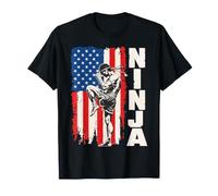 American Flag USA Muay Thai Fighter Kickboxing Ninja T-Shirt