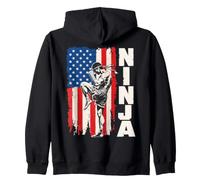 American Flag USA Muay Thai Fighter Kickboxing Ninja Zip Hoodie