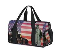 American Flag USA New York Sports Duffel Bag Weekend Overnight Bag Tote Holdall Casual Travel Gym Duffel Bags for Kids Girls Boys Women Men