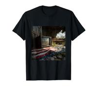 American Flag USA Post Apocalyptic Ruin TV Value Graphic T-Shirt