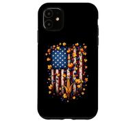 American Flag USA Pumpkins Corn And Fall Leaves US Harvest Case for iPhone 11