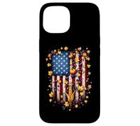American Flag USA Pumpkins Corn And Fall Leaves US Harvest Case for iPhone 15