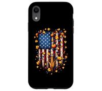 American Flag USA Pumpkins Corn And Fall Leaves US Harvest Case for iPhone XR