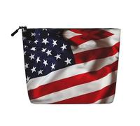 American Flag Versatile Fake Hemp Makeup Bag – Travel Toiletry Organizer, Perfect for Daily Use, Business Trips and More.