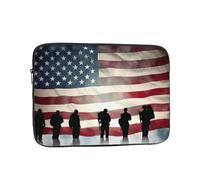 American Flag Veterans Day Laptop Sleeve for Women Men, 15 Inch Waterproof Laptop Bag Lightweight Notebook Computer Cover Bag