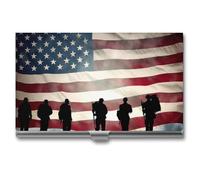 American Flag Veterans Day Metal Business Card Case for Men Women Slim Pocket Purse Multi Wallet Professional Pocket Card Holder for Name Card Credit Card, style, One Size