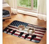 American Flag Veterans Day Pet Feeding Mat Absorbent Pu Leather Dog Cat Food Mats Contain Spills Protects Floors, Anti-Slip Rubber Backing Dog Bowl Mats Easy Clean Pet Placemats 40x60cm
