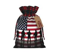American Flag Veterans Day Printed Christmas drawstring gift bags, cloth snack bags, suitable for candy, gifts, storage and Christmas parties