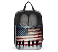 American Flag Veterans Day Shoe Bag Travel Shoe Organizer Water-Resistant Shoe Pouch with Zipper Sneaker Dust Bag, gray, One Size, Modern