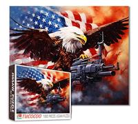 American Flag War Gun Art Jigsaw Puzzles for Adults 1000 Pieces,Bald Eagle Spreading Wings Jigsaw Puzzle 20 x 27 in DIY Puzzles for Home Decoration Gifts,Family Challenging Perfect for Game Nights
