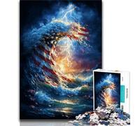 American Flag Waves 1000 Piece Jigsaw Puzzles for Adults & Teens,Help The Brain Exercise Addictive Toys to Cultivate Patience A Work of Art (75x50cm)