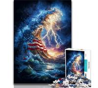 American Flag Waves Jigsaw Puzzles 1000 Pieces for Adults Teens,Staycation Kill Time with Fully Interlocking Randomly Shaped Pieces (50x75cm)