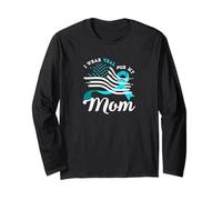 American Flag Wear Teal for My Mom Cervical Cancer Long Sleeve T-Shirt