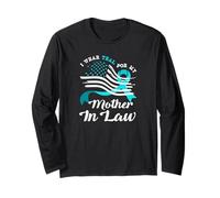 American Flag Wear Teal for My Mother in Law Cervical Cancer Long Sleeve T-Shirt