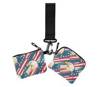 American Flag Wild Bird Women's Coin Pouches Card Holder Thin Flat Money Organizers with Zipper Pocket for Lady 2 Packs, American flag wild bird, One Size, Casual