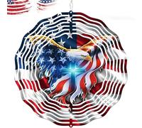 American Flag Wind Spinner-12 Inch 3D Garden Decoration USA Flag Eagle Christian Cross Outdoor Indoor Stainless Steel Hanging Wind Spinner Yard Gifts for Women Birthday Mom Friends Neighbors