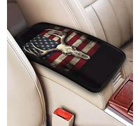 American Flag with A Deer Skull Car Auto Armrest Cushion Cover Accessories Center Console Seat Box Pad Protector Universal Decoration for Most Vehicle SUV Truck