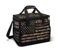American Flag with Camouflage Pattern Camping Cooler Bag Insulated Beach Coolers Portable Leak Proof Bags with Shoulder Strap