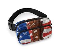 American Flag with Cowboy Boots Fanny Pack for Women Men Waist Bag Belt Bag Adjustable Casual Bag for Travel Sports Hiking, white, 7.9x5.1inches