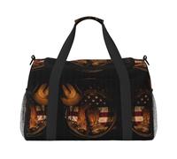 American Flag with Cowboy Boots Full Print Travel Duffle Bag with Adjustable Shoulder Strap,Large Capacity Twill Polyester Crossbody Bag for Gym,Weekend Trips Outdoor Activities