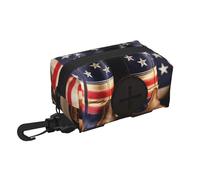 American Flag with Cowboy Boots print Dog Poop Bag Holder Doggie Waste Bag Dispenser Small Doggy Zipper Pouch with Carabiner Clip