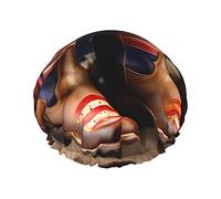 American Flag with Cowboy Boots Print Shower Caps,Double Layers water-resistanted Hair Cap with Elastic and Reusable