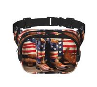 American Flag with Cowboy Boots Zipper Fanny Pack, Crossbody Bags with Adjustable Strap for Jogging, Cycling
