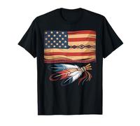 American Flag with USA Native American Indian Feather T-Shirt