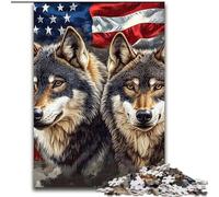 American Flag Wolf 1000 Piece Jigsaw Puzzles, Educational Games Home Decoration Deal As Gifts for The Whole Family (size 26x38cm)