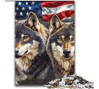 American Flag Wolf 2000 Piece Jigsaw Puzzles for Teenagers Gifts, Help The Brain Exercise Addictive Toys to Cultivate Patience Perfect Decoration (70x100cm)