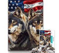 American Flag Wolf Jigsaw Puzzles for Adults 1000 Piece,Challenging Game Gifts for Is Ideal As A Gift for The Whole Family (50x75cm)