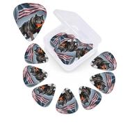American Flag Wolf Print Guitar Picks 12 Pack with Organizer Box, 0.46 0.71 0.96 mm Includes Thin Medium Heavy Thickness,Abstract Guitar Pick Plectrums for Electric Guitar Ukulele Bass