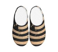 American Flag Women's Slippers Flannel House Slippers for Men USA Flag Non-Slip Warm Winter Shoes for Indoor Outdoor UK 11-12