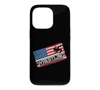 American Flag Wrestling Fan Vintage Wrestler School Coach Case for iPhone 13 Pro