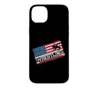 American Flag Wrestling Fan Vintage Wrestler School Coach Case for iPhone 14 Plus