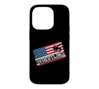 American Flag Wrestling Fan Vintage Wrestler School Coach Case for iPhone 14 Pro