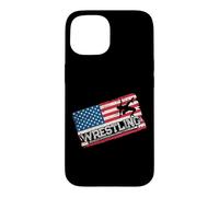 American Flag Wrestling Fan Vintage Wrestler School Coach Case for iPhone 15