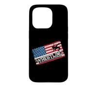 American Flag Wrestling Fan Vintage Wrestler School Coach Case for iPhone 15 Pro