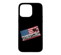 American Flag Wrestling Fan Vintage Wrestler School Coach Case for iPhone 15 Pro Max