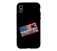 American Flag Wrestling Fan Vintage Wrestler School Coach Case for iPhone X/XS