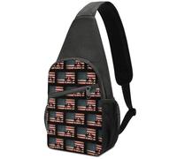 American Flag Wrestling Proud Wrestler Black White Milk Cow Spots Print Pattern Large Capacity Portable Chest Bag, Single Shoulder Chest Bag