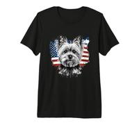American Flag Yorkshire Terrier Portrait Premium T-Shirt