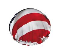 American Flag1 Print Shower Cap For Women Reusable Double Layer Stylish Soft Bath Cap With Lining Elastic Band