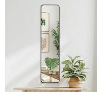 American Flat 35x150 cm Black Full-Length Mirror for Walls - Long Floor-to-Wall Looking Glass with Aluminium Frame for Bedroom and Living Room - Hanging Hardware Included