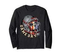 American Football - American Flag Skull - Game Day Long Sleeve T-Shirt