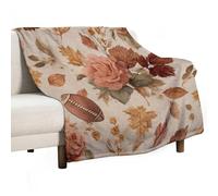 American Football And Roses Thanksgiving Autumn Halloween Throw Blanket Lightweight Blanket Warm Throws For All Season Chairs Camping 100x125cm