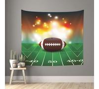 American Football Ball On Grass Sports Printed Wall Hanging - 60x51 Inch Soft Peach Skin Tapestry Dorm Bedroom Wall Decor Gift