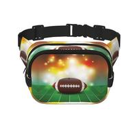 American Football Ball On Grass Sports Square Double Layer Waist Bag Belt Fanny Pack Purse with Adjustable Strap, Running, Travel, Hiking